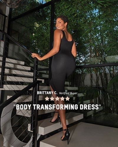 Brittany C., a verified buyer, says SHEER is a %22body transforming dress%22 in a 5 star review
